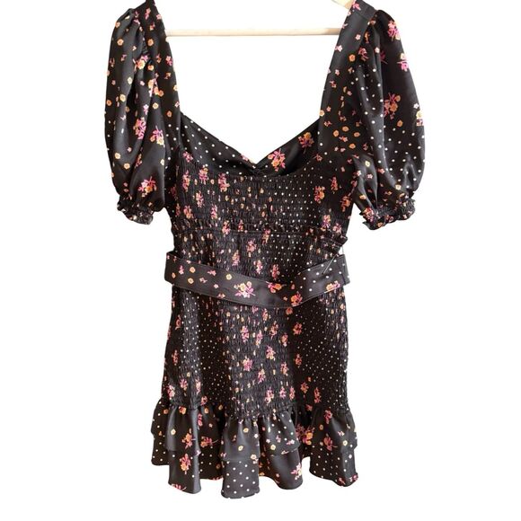 For Love and Lemons NWOT Camellia Smocked Belted Mini Dress - Picture 6 of 12